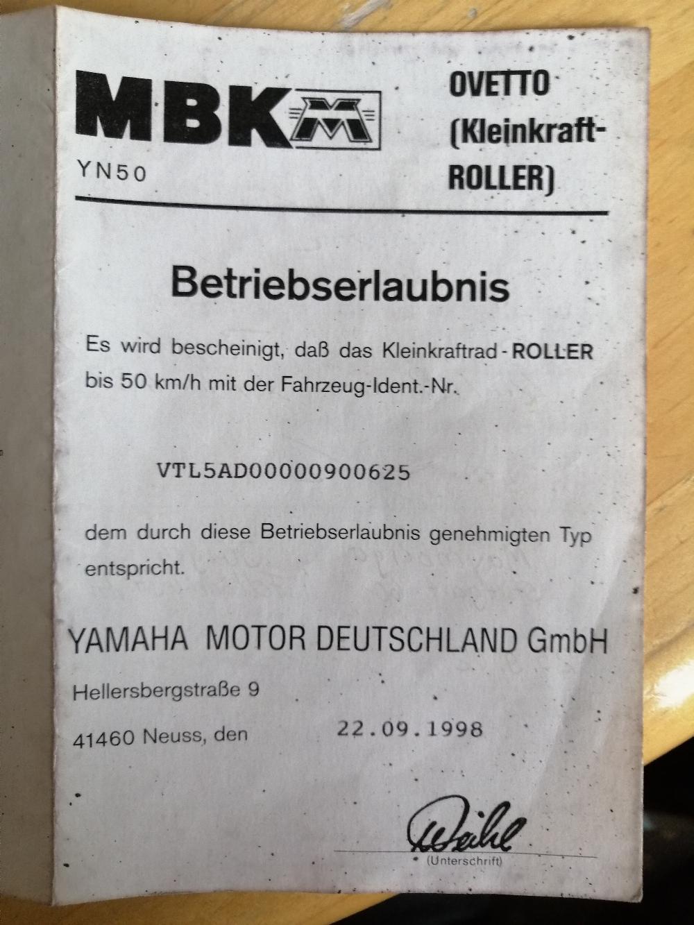 Motorrad verkaufen MBK Ovetta  Ankauf